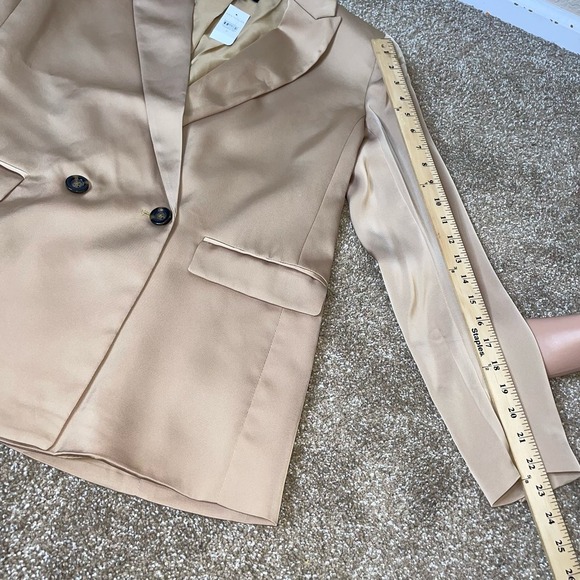 Ann Taylor blazer jacket NEW SZ 8 golden tan sheen double button Career business - Picture 5 of 11